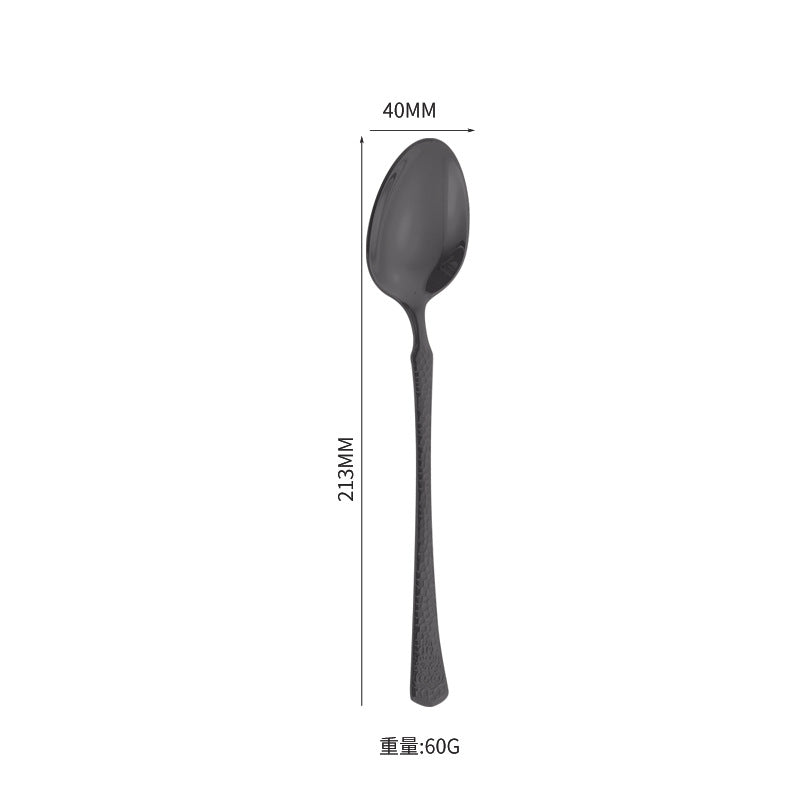 410Stainless Steel Tableware Hotel Restaurant Hammered Knife Fork Spoon24Set of High-End Western Cuisine Embossed Steak Knives and Forks