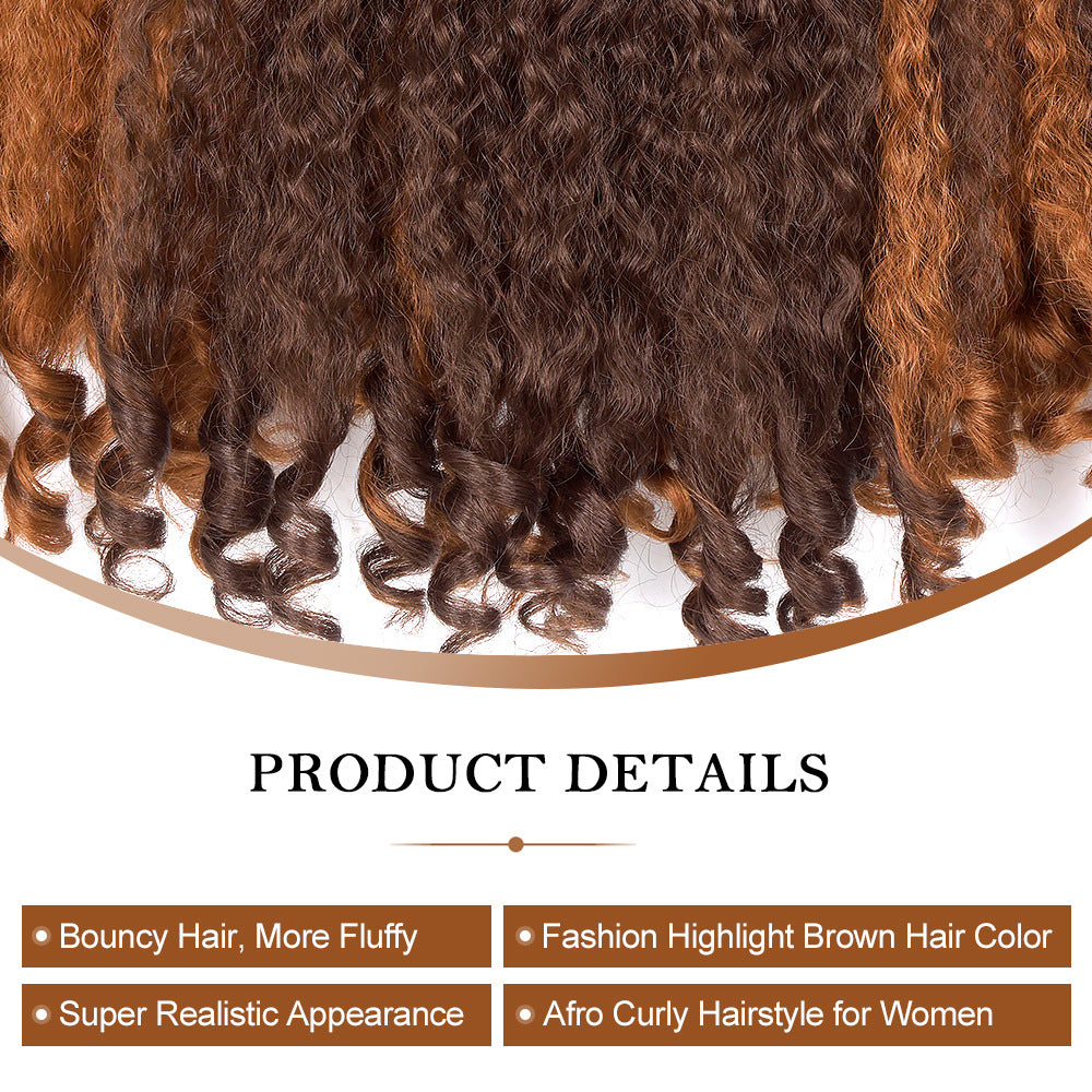 Ginger Orange V part Yaki Wig  Synthetic  Wig Cross-border African Synthetic Fiber Fake