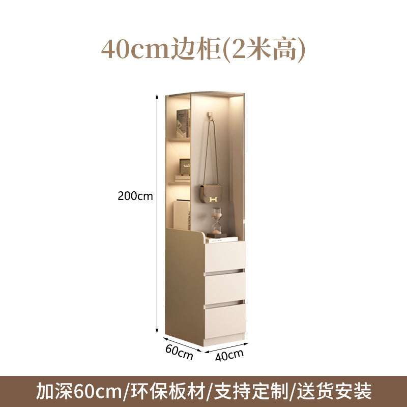 Wardrobe Light Luxury High-End Bedroom Home Segmented Handle-Free Storage Cabinet Hanging Area Multi-Wardrobe Customization