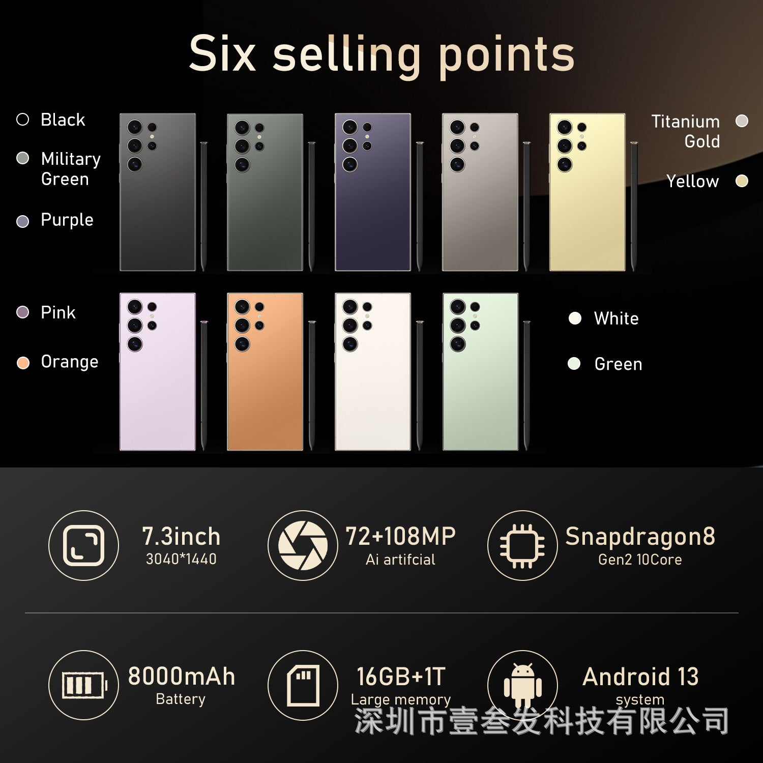 S23 Ultra Popular4+64G 6.8Inch Full HD Screen5G All-in-One New Smartphone