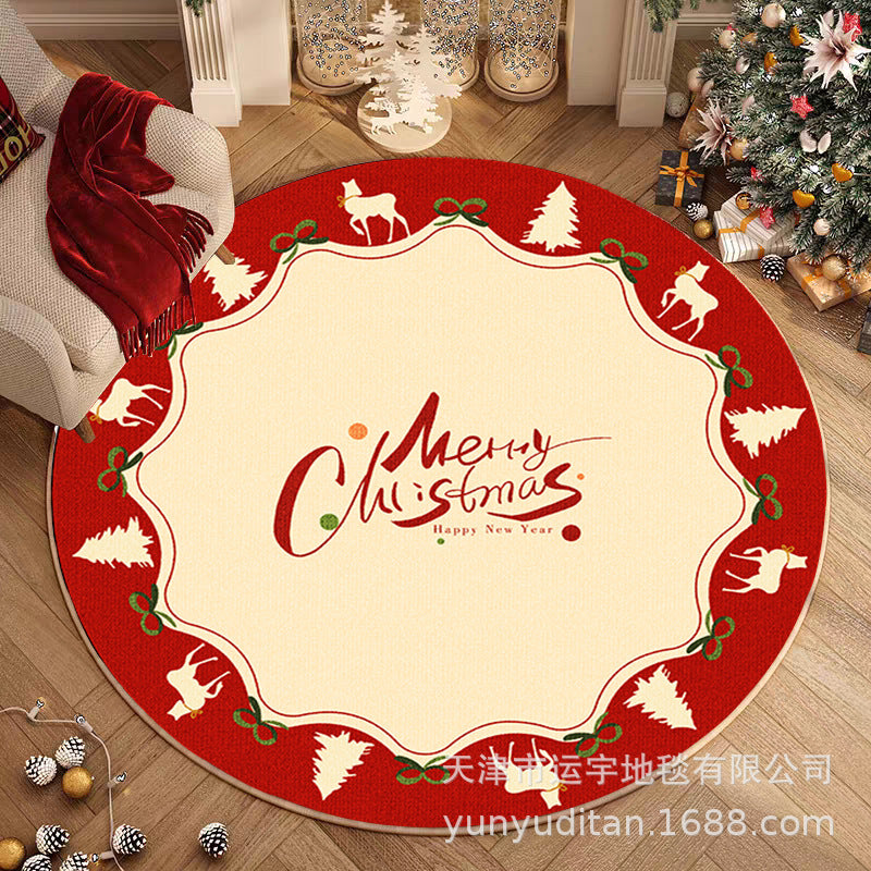 Christmas Carpet Round Living Room Mat Christmas Decoration Atmosphere Mat Christmas Tree Mat Labeling and Shipping