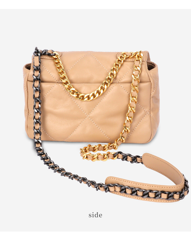 French Retro New Soft Elegant Sheepskin Shoulder Bag Clutch Trendy Fashion Chain Crossbody Women's Bag