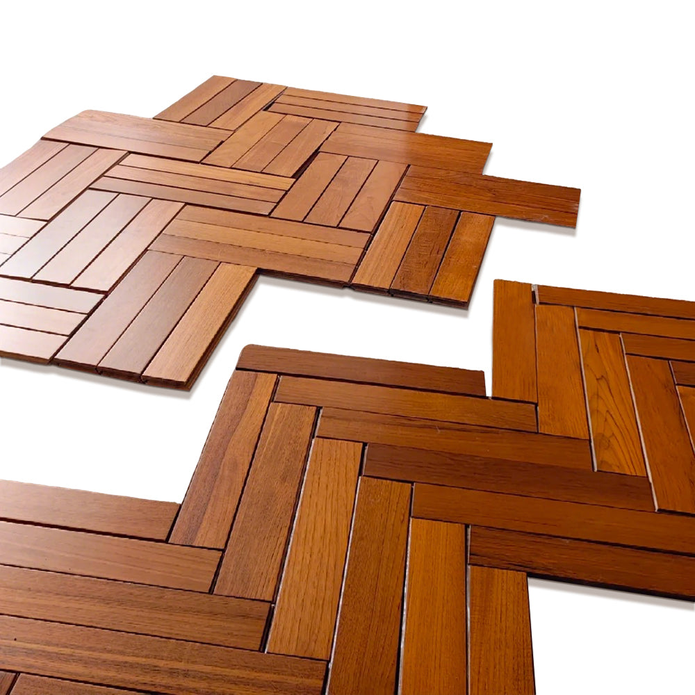 Custom ENF Certified AB Grade Solid Wood Teak Click Lock Multilayer Engineered Wood Flooring for Outdoor & Park Use