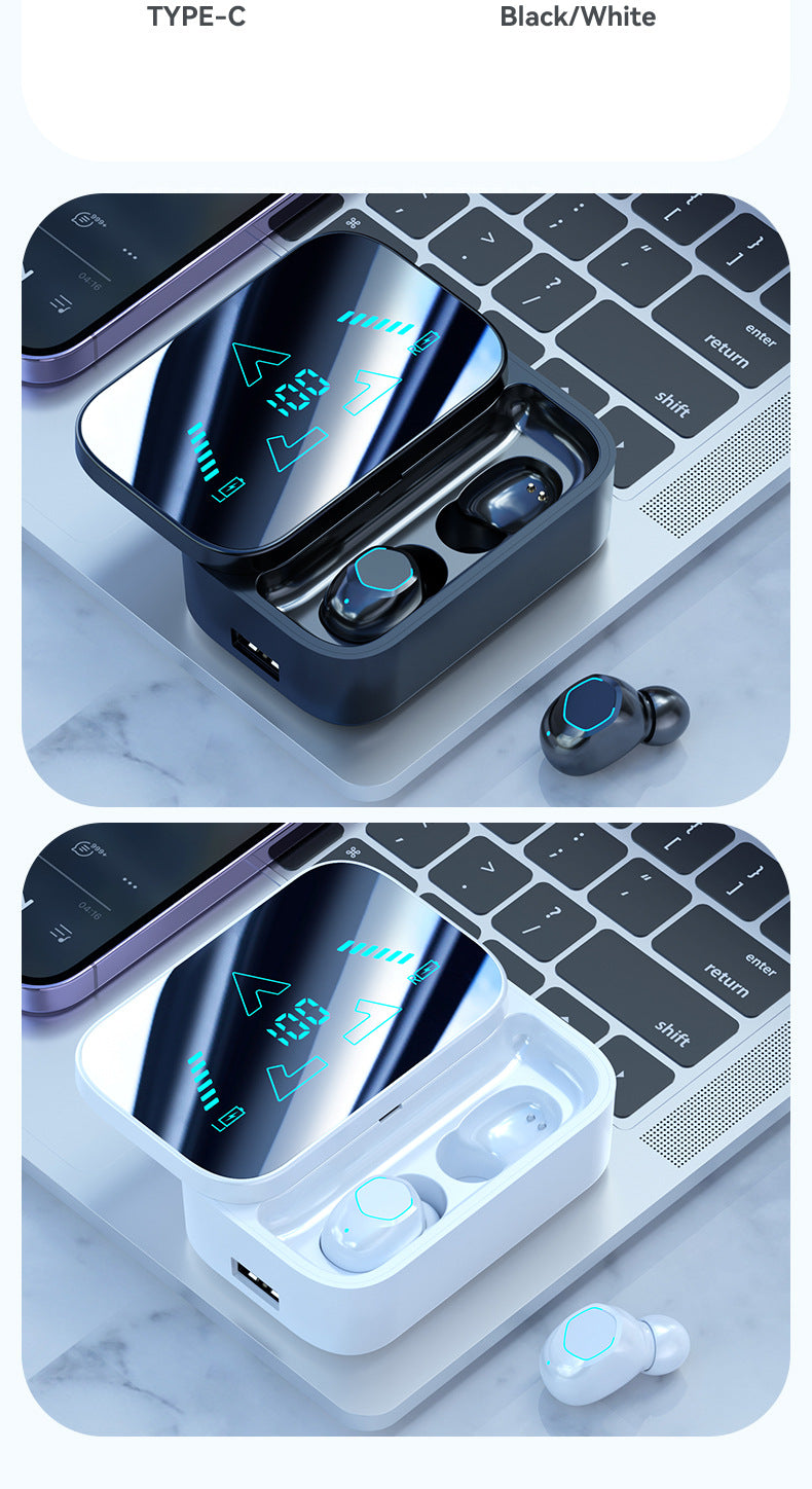 M48Digital Display Bluetooth Earbuds Ultra-Long Battery Life In-Ear Comfortable for Long Wear Private Model Wireless Bluetooth Earbuds Factory Wholesale