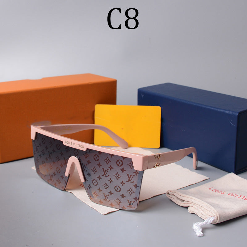 2022European and American Style Large Frame Integrated Half Frame Fashionable Personality Sunglasses for Men and Women One-piece Trendy Sunglasses