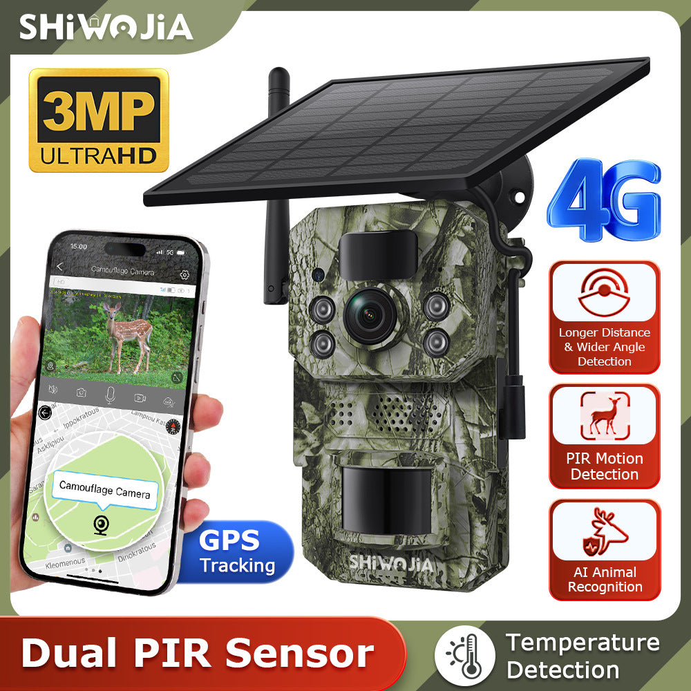 North and South America4G Solar Camera Black Light Full Color Night Vision Outdoor Forest AI Animal Recognition Machine