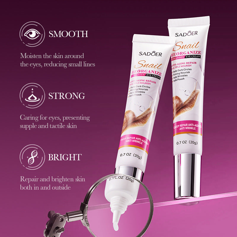 Snail Eye Cream20g SADOER Collagen improves dark circles and wrinkles cross-border wholesale
