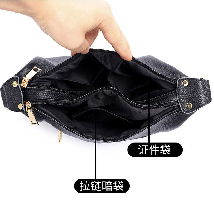 Guangzhou Shiling Genuine Leather Women's Bag for Middle-aged and Elderly Mothers, Multi-pocket Large Capacity Single Shoulder Crossbody Bag Trend
