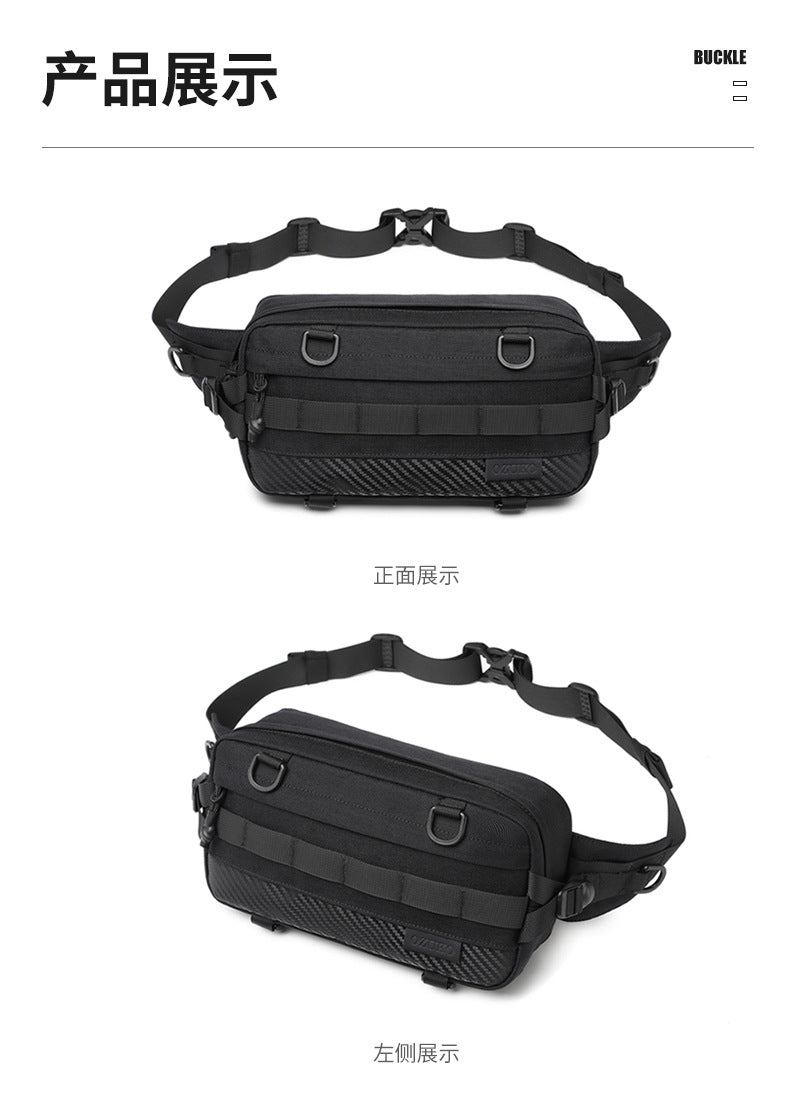 OZUKO Tactical Waist Bag Men's Crossbody Bag Multifunctional waterproof outdoor sports trendy brand portable bag