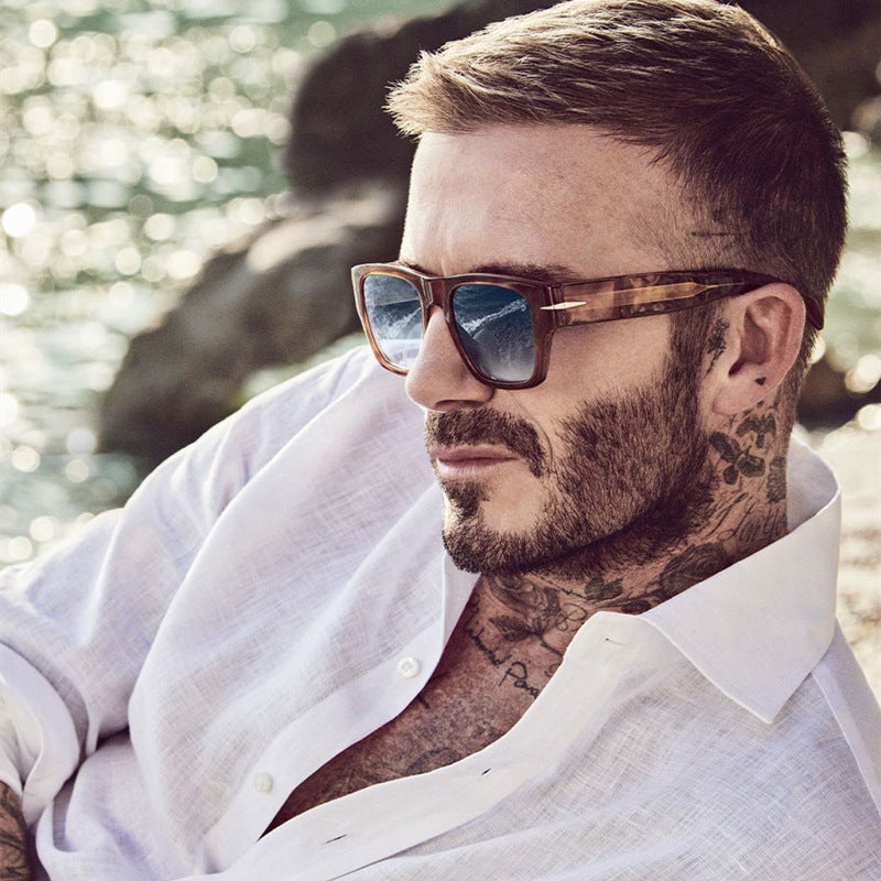 David's Retro Sunglasses for Men, European and American Style, Fashionable Trendy Square Frame Sunglasses, High-End Full Frame Glasses for Men