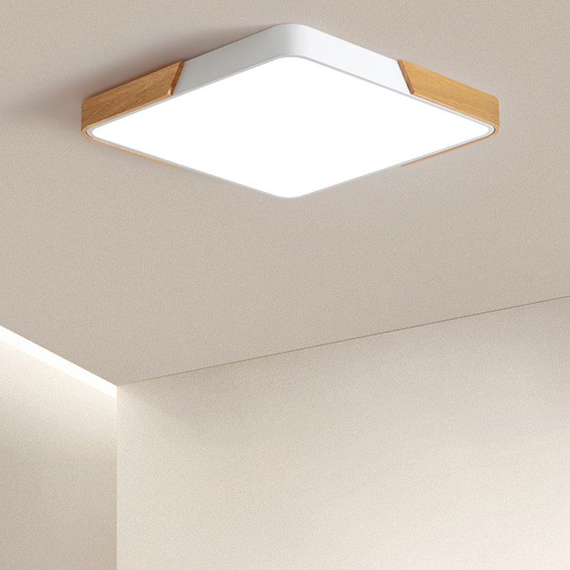 Macaron Solid Wood Ceiling Light led Bedroom Lamp Round Nordic Iron Art Room Lamp Creative Living Room Lamp for Home Use