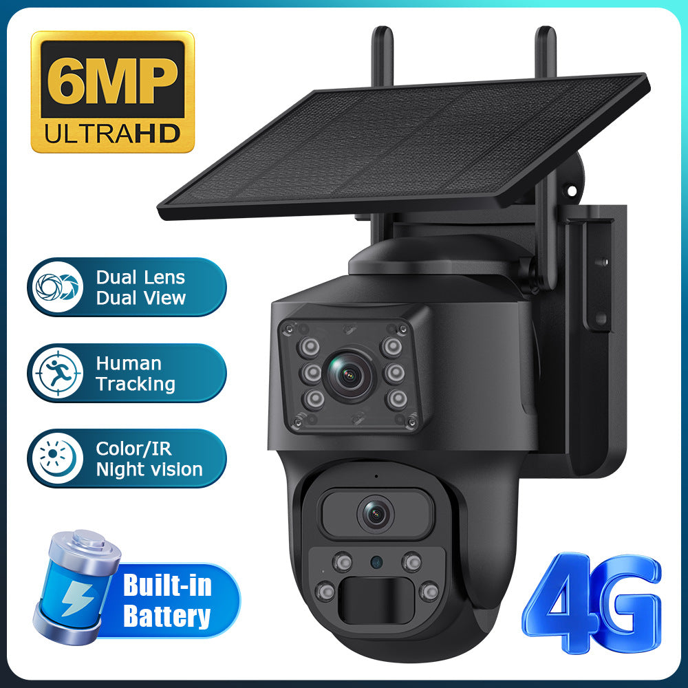 600Megapixel HD Dual Screen Solar Surveillance 4G/WIFI Outdoor Camera Monitoring Special Wholesale