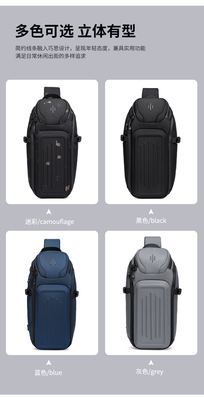 OZUKO Men's Chest Bag Waterproof Crossbody Bag Business Simple Crossbody Bag Trendy Commuter Small Backpack High-End Feel