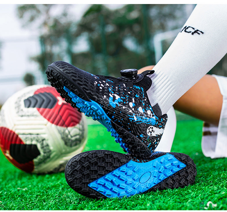 Rotating Button New Children's Soccer Shoes Girls' Spike Training Shoes Girls' Elementary School Sneakers Sports Shoes