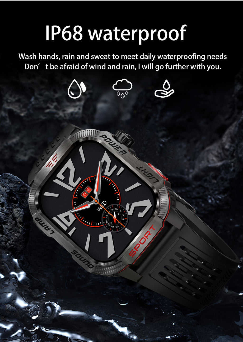 HT29Smart Watch Bluetooth Call True Heart Rate Step Sleep Monitoring IP68Deep Waterproof Sports Tri-Proof