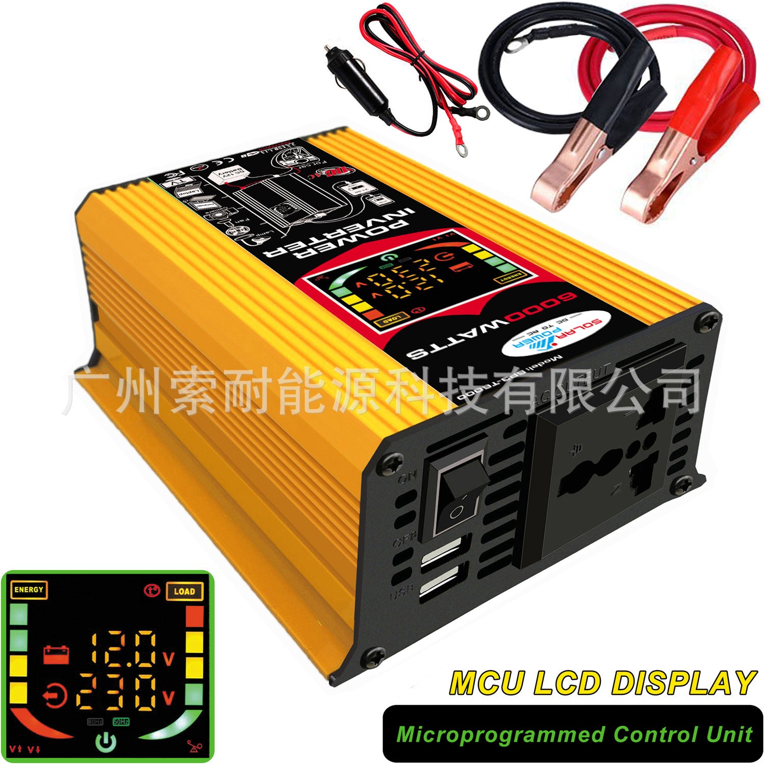 Car Converter Automotive Small Appliances500W Inverter12V Turn110V/220V Smart Color Screen Dual USB Mouth