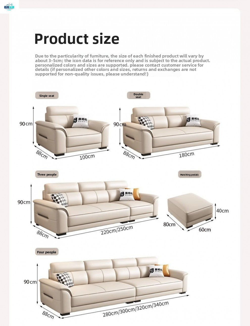 Modern Minimalist Nordic Genuine Leather Sofa Living Room Straight Three-Person Four-Person Sofa Small Apartment