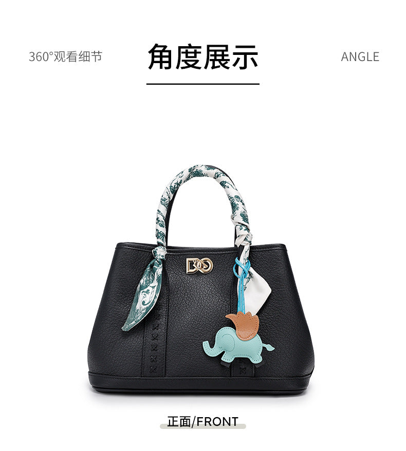 Top Layer Cowhide Large Capacity Tote Bag Women's Textured Handbag Fashionable Women's Bag Light Luxury Versatile Crossbody Bag