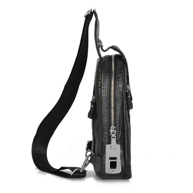 Anti-theft Bag Travel Essential Genuine Leather Chest Bag Men Crocodile Pattern Cowhide Portable Shoulder Crossbody Small Bag
