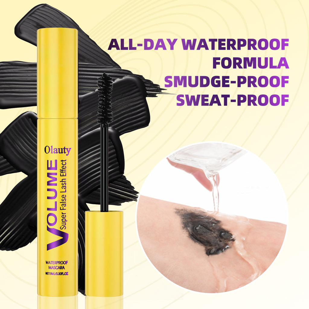 tkOlauty False Eyelashes Waterproof Mascara9ml Long-lasting non-smudge fiber volumizing curling mascara
