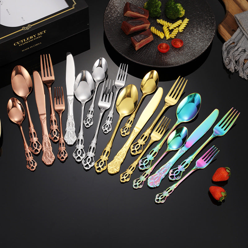 New Hot Selling Stainless Steel Royal Court Tableware Knife, Fork, Spoon40Set20Set of Steak Knives and Forks