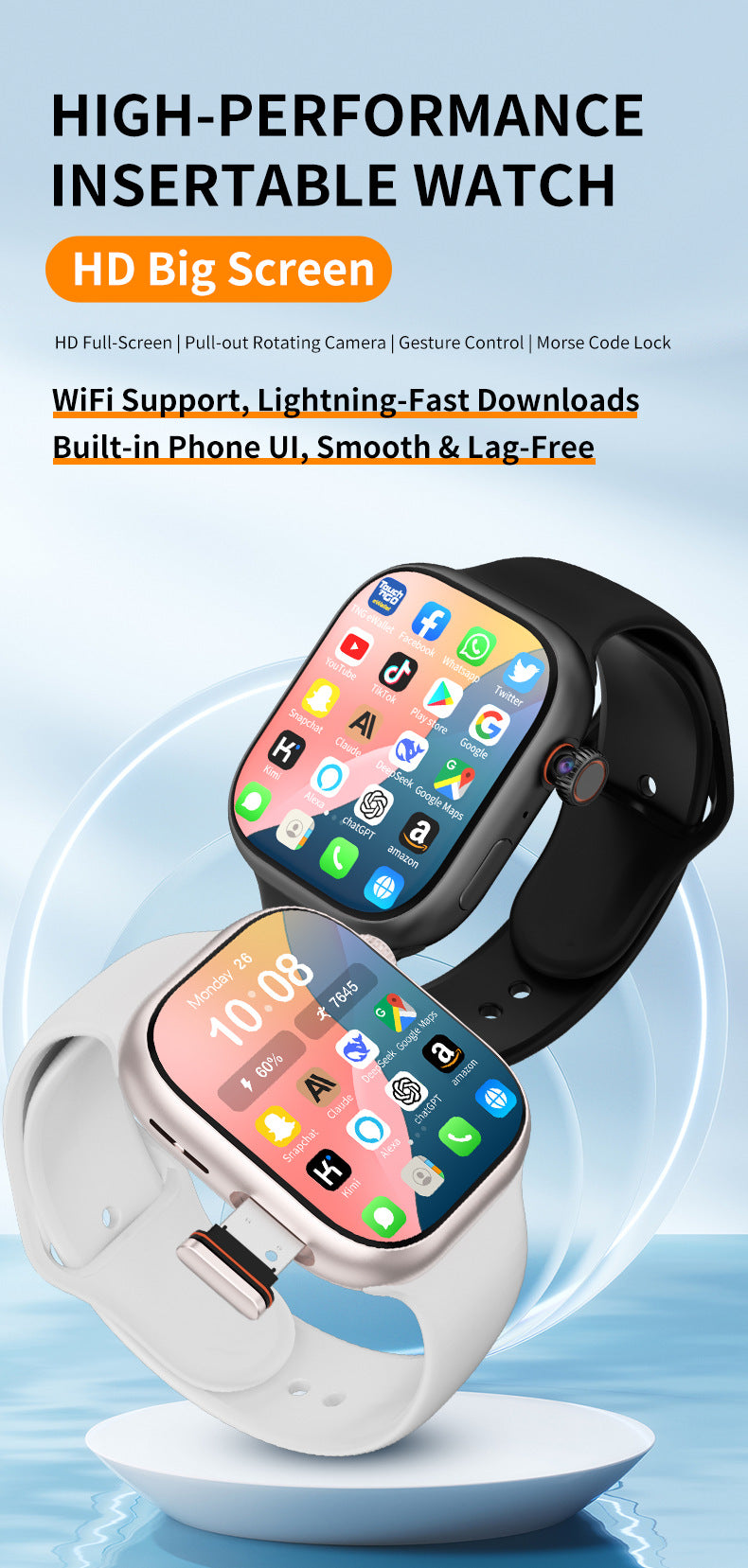 M16Smart Watch5G Plug-in Card Full Netcom Google Store APP Download S10 Max Honeycomb Panel Video Call