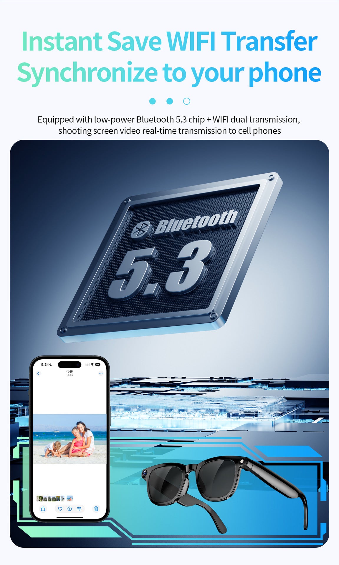 JS01 Pro Smart Glasses1200100 Megapixel Camera AI Simultaneous Translation Character Recognition Anti-Shake Video Recording Audio Recording