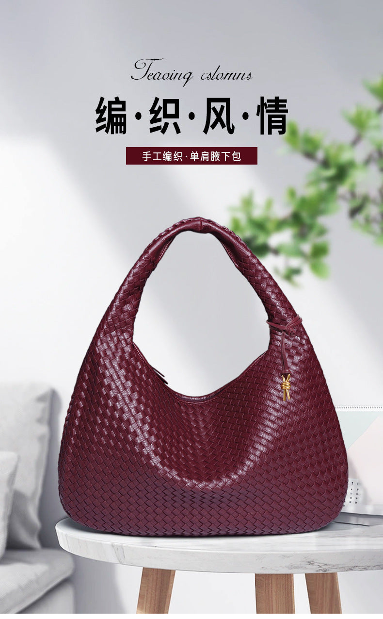 AliExpress Handmade Woven Women's Bag Large Capacity Handbag Korean Style Commuting Casual Manufacturer Wholesale