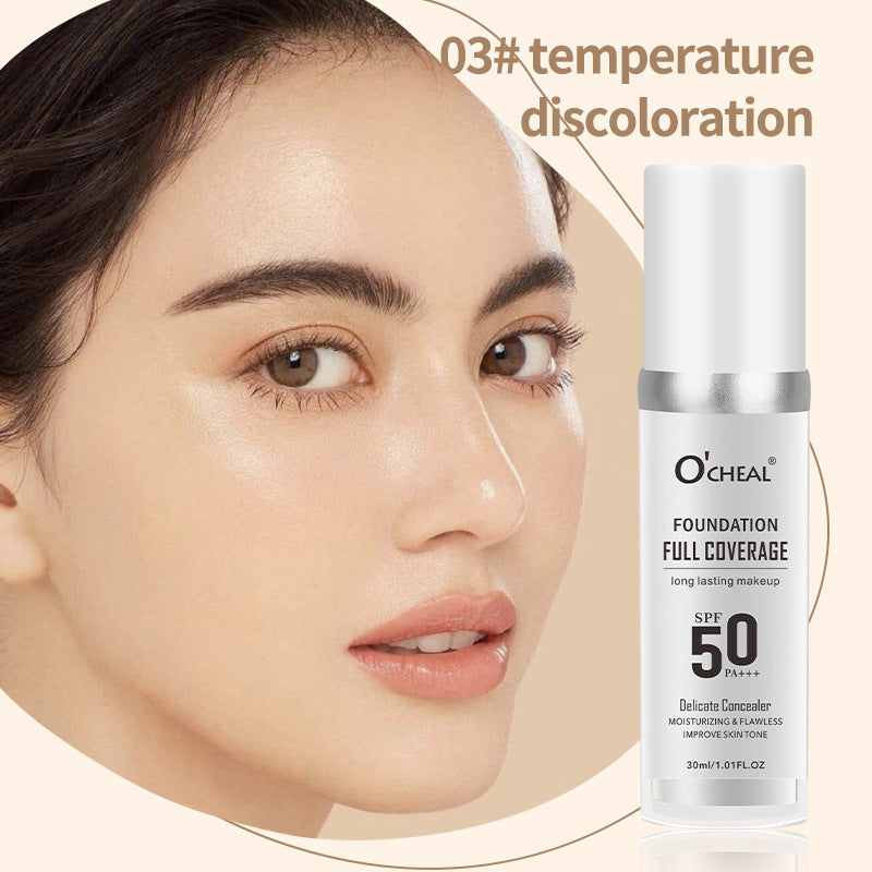 Dropshipping Beauty Color-Changing Foundation30ml Concealer Yellow Black Skin Foundation Waterproof Sweat E-commerce