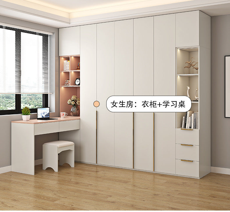Solid Wood Multi-layer Board and European Pine Board Wardrobe Customization for Home Bedroom Cloakroom One Door to Ceiling Full House Custom Wardrobe
