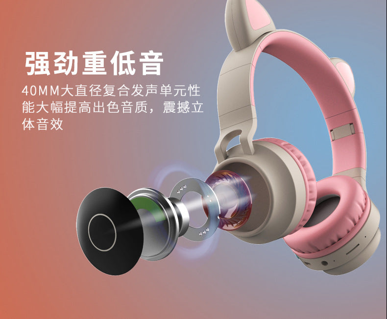 Hot-selling Wireless Bluetooth Cute Over-ear Headphones with Long Battery Life