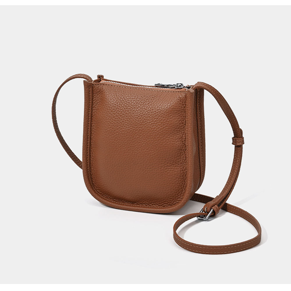 Genuine Leather Phone Bag Niche Fashion Small Bag for Women High-end Casual Simple Versatile Portable Shoulder Crossbody Bag