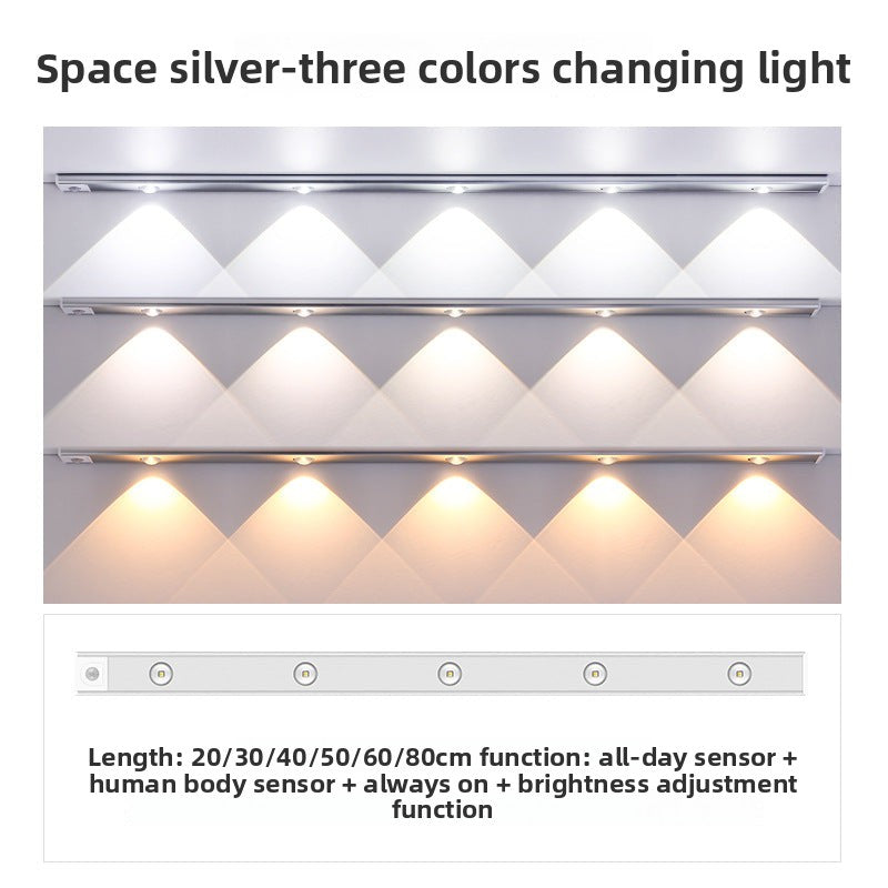 Ultra-Thin Smart led Human Body Sensor Light Rechargeable Magnetic Hill Cat Eye Light Strip Wine Cabinet Cupboard Wardrobe Light Strip
