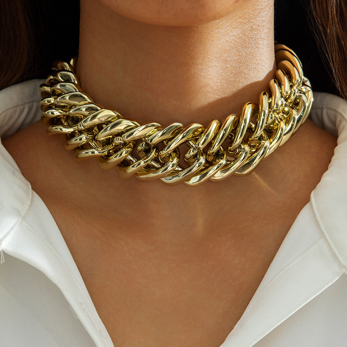 European and American Fashion Accessories with Personality ins Exaggerated Style Necklace Geometry CCB Sweet Cool Style Thick Chain Necklace for Women