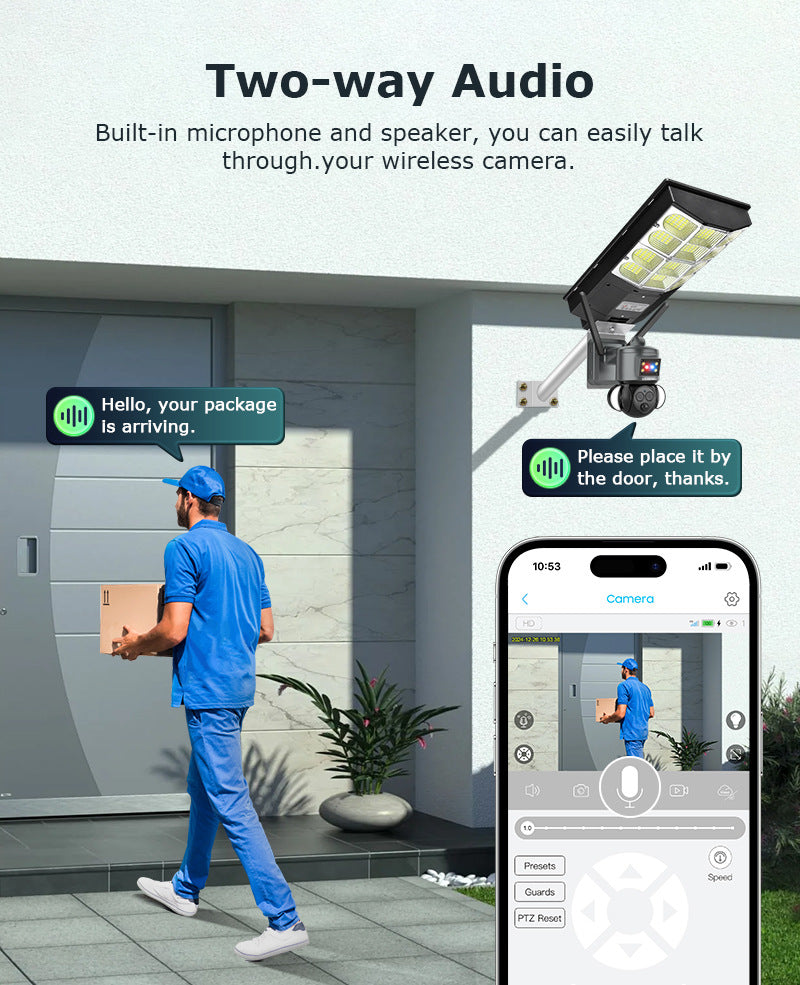 Courtyard12High Definition Zoom Solar Street Light Monitoring600Wanquan Color Night Vision Multi-screen Camera