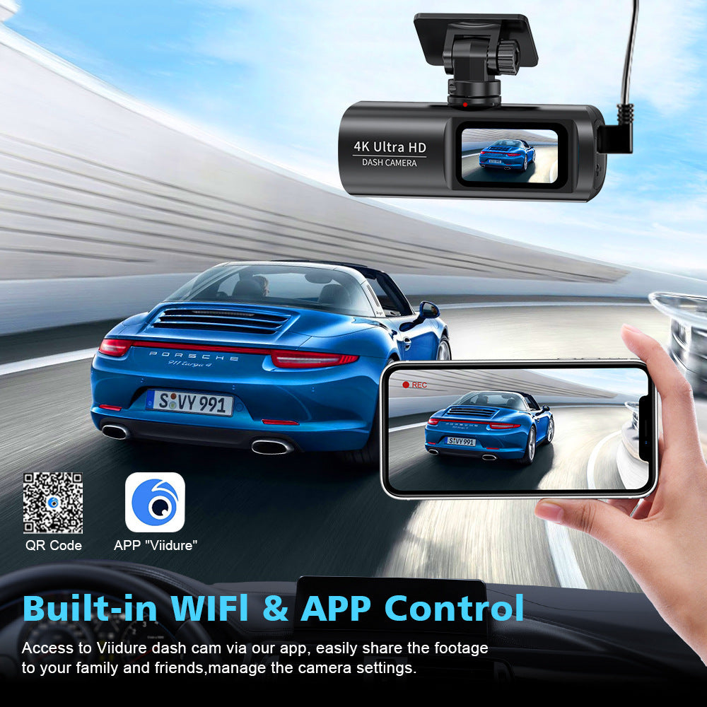 4K Hd V22Dual Lens Dash Cam GPS Mobile Phone APP Interconnection Dual Front and Rear Recording of Reversing Footage
