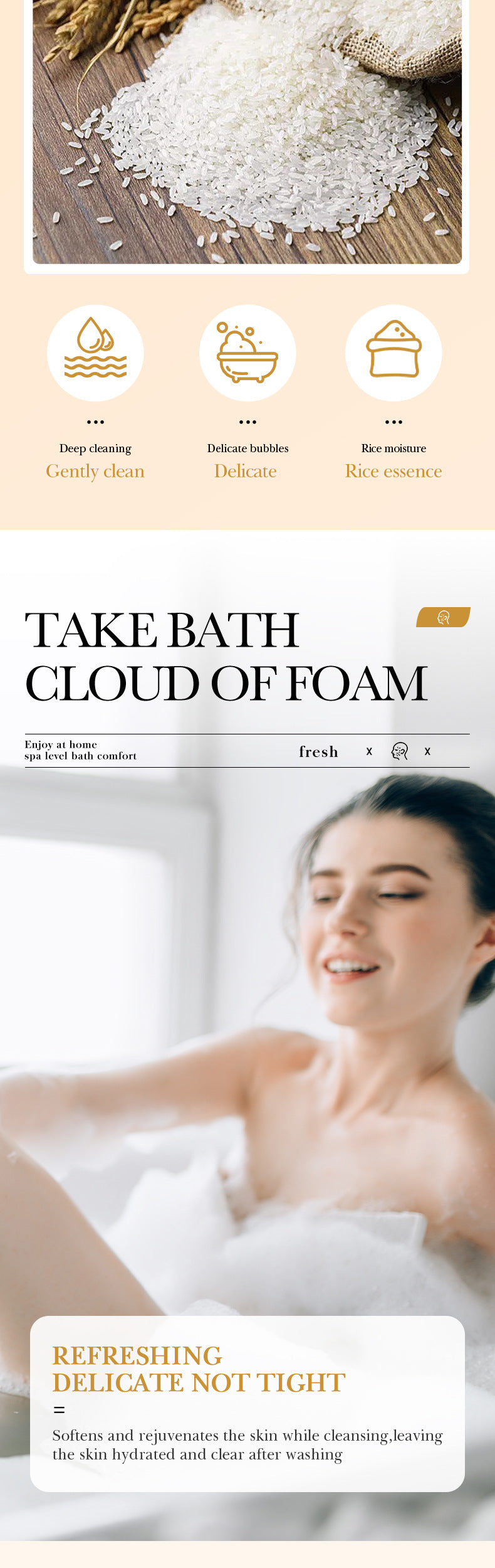 【 】BIOAOUA Rice Puree Soap Bathing Bath Soap Essential Oil Handmade Soap Manufacturer