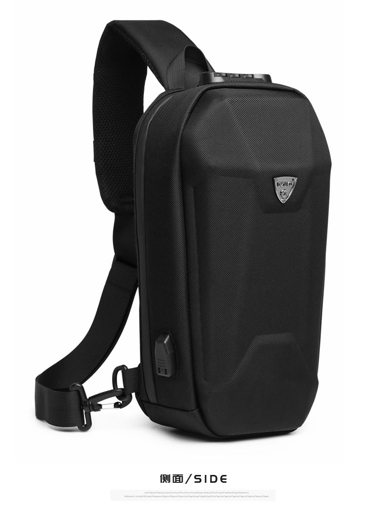 OZUKO Hard Shell Chest Bag Men's Crossbody Bag Anti-Theft Waterproof Cycling Outdoor Multi-Functional Sports Shoulder Bag