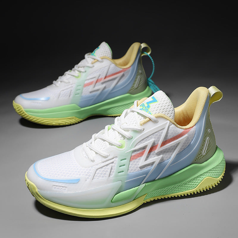 Men and Women Couple Shoes Korean Version Trendy Mesh Breathable Basketball Shoes Fashionable Night Glow Wear-resistant Shock-absorbing Rebound Sports Shoes
