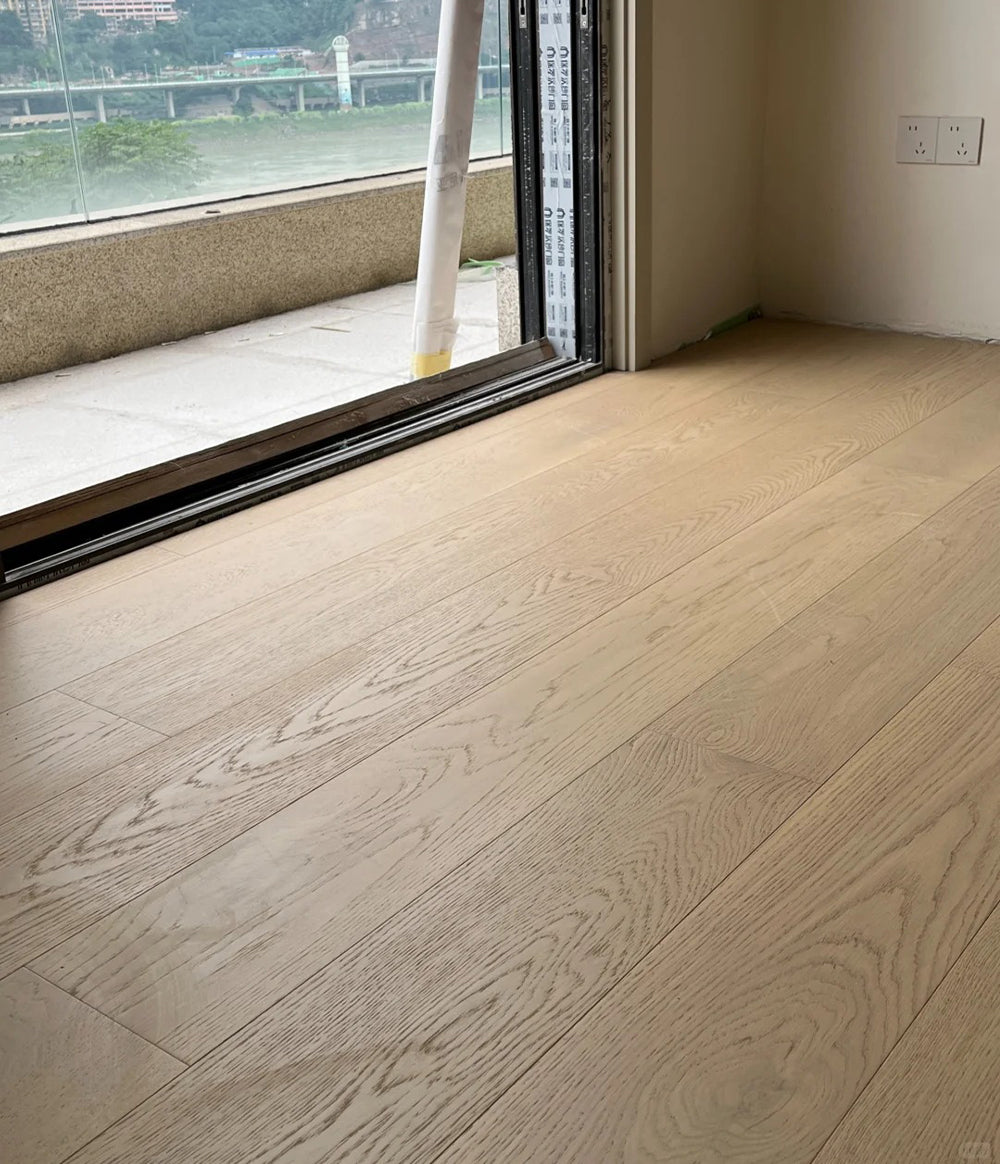12mm Custom Three-Layer Solid Oak Wood Flooring | Waterproof Engineered Hardwood Plank Natural Grain Living Room Home Exterior