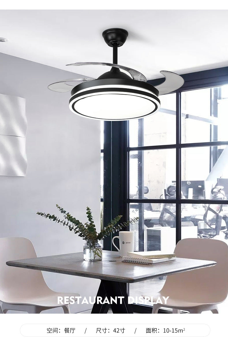 Invisible Fan Light for Home Bedroom Living Room Silent Variable Frequency Electric Fan Light Modern Simple Dining Room Ceiling Fan Light Wholesale