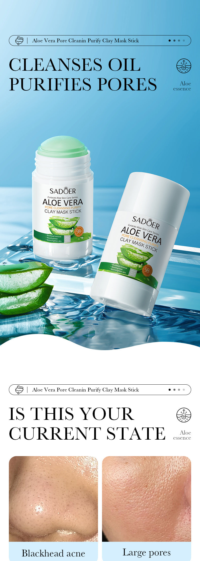 Solid Face Mask40g SADOER Vitamin C Aloe Vera Mugwort Cleansing Mud Mask  Wholesale
