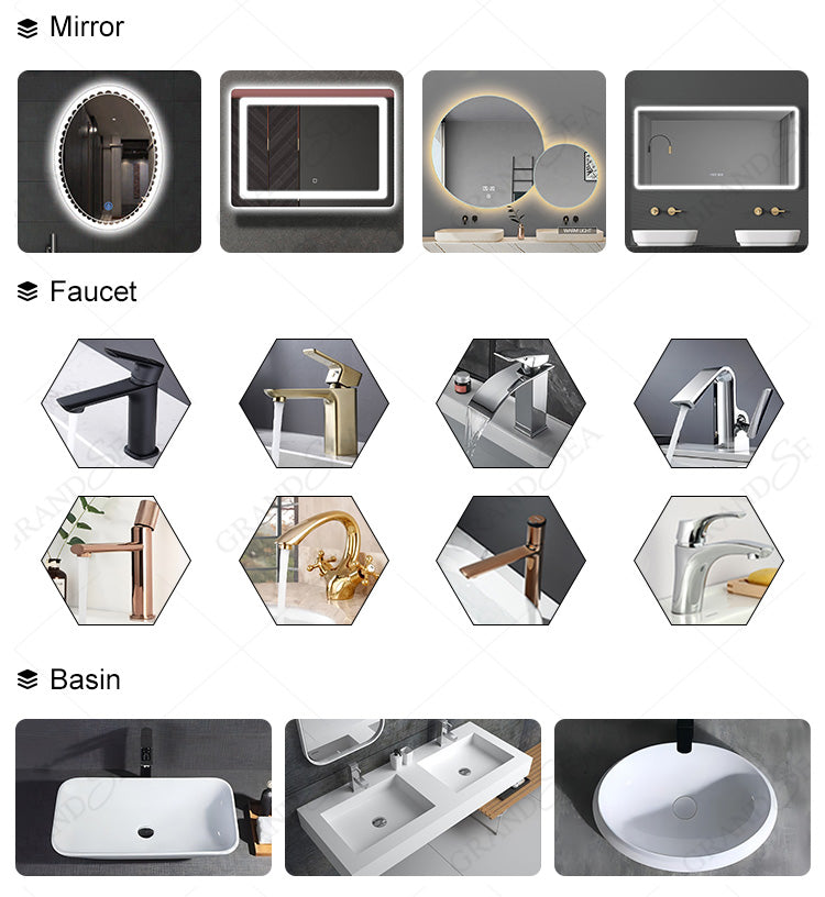 Factory Price PVC Bathroom Vanity Cabinet With Aluminum LED Mirror Cabinet New Design PVC Bathroom Vanity With Ceramic Basin