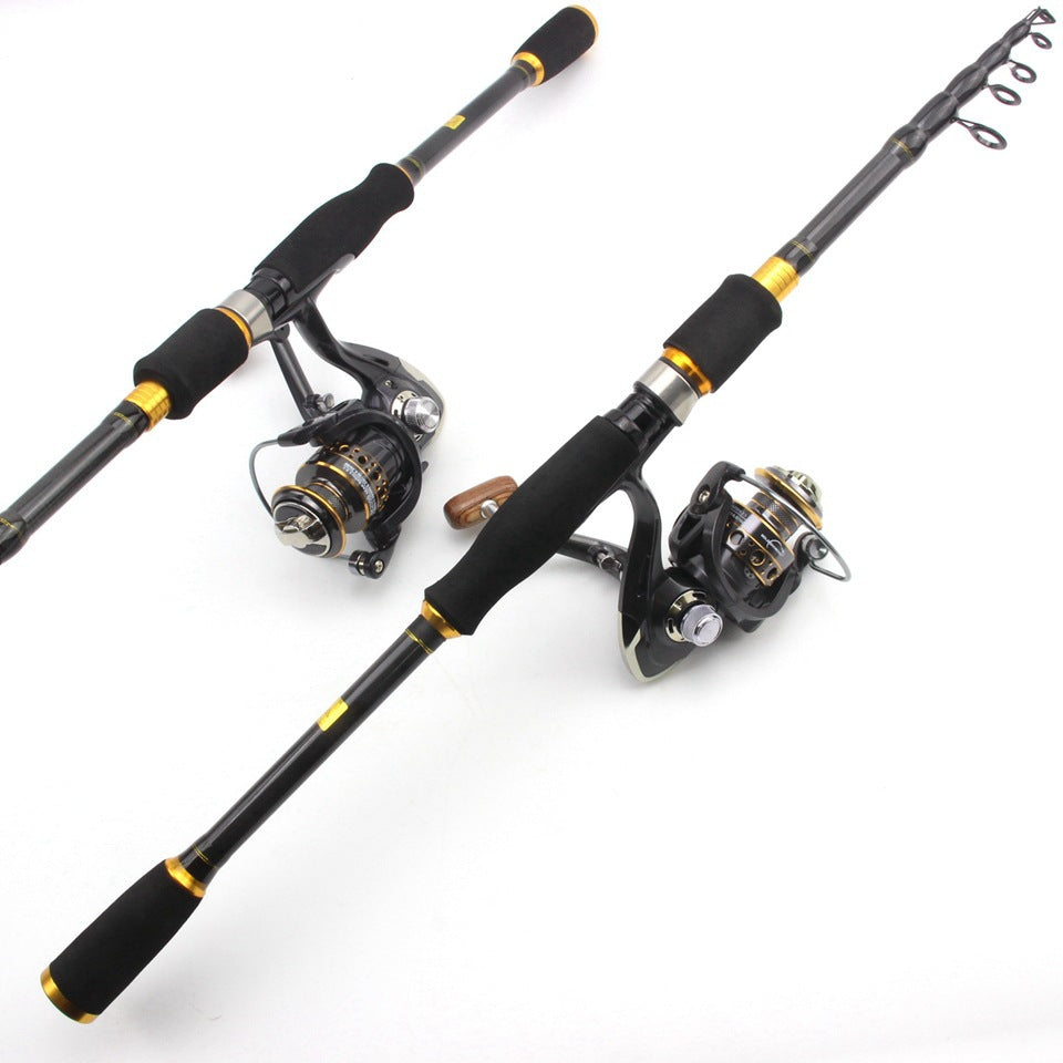 Wholesale Retractable Lure Rod Set Straight Handle Lure Spinning Reel Lure Bait Combination European and American Popular Fishing Gear