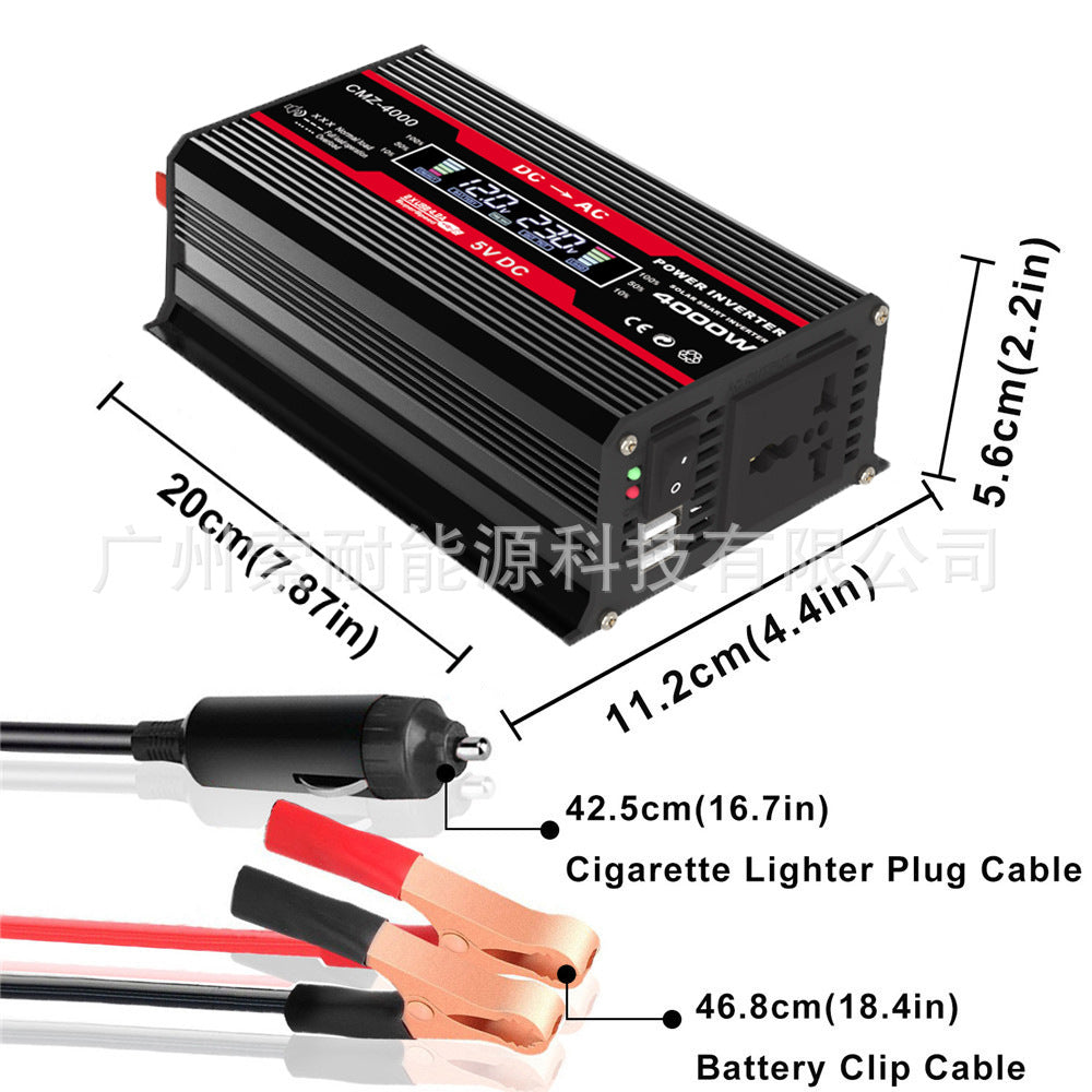 Supreme Car Inverter300W 12V Turn110V 220V Smart Color Screen Dual USB Mouth inverter
