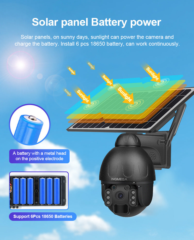 4G Solar-powered HD Camera3MP Full Color Night Vision Surveillance Wireless WiFi Solar-Powered Smart Dome Camera