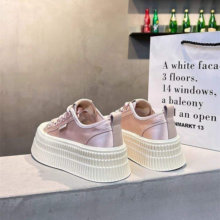 Thick Sole Biscuit White Sneakers for Women2025Versatile Student ins Fashionable Sports Casual Sneakers