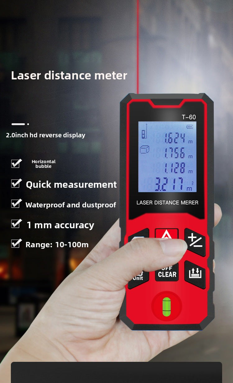 Handheld Laser Distance Meter Infrared Measuring Ruler Electronic Ruler High Precision Room Measuring Instrument Distance Measuring Device T