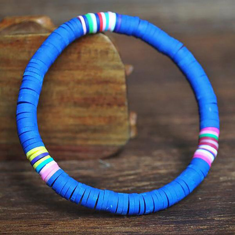European and American Bohemian Soft Clay Bracelet Beach Party6mm Colorful Bracelet Ladies Elastic Rope Soft Clay Bracelet