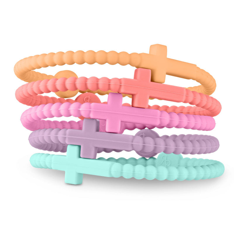 Macaron Color Bracelet Summer Simple Versatile4mm Small Cross Wristband Children's Silicone Bracelet Bracelet